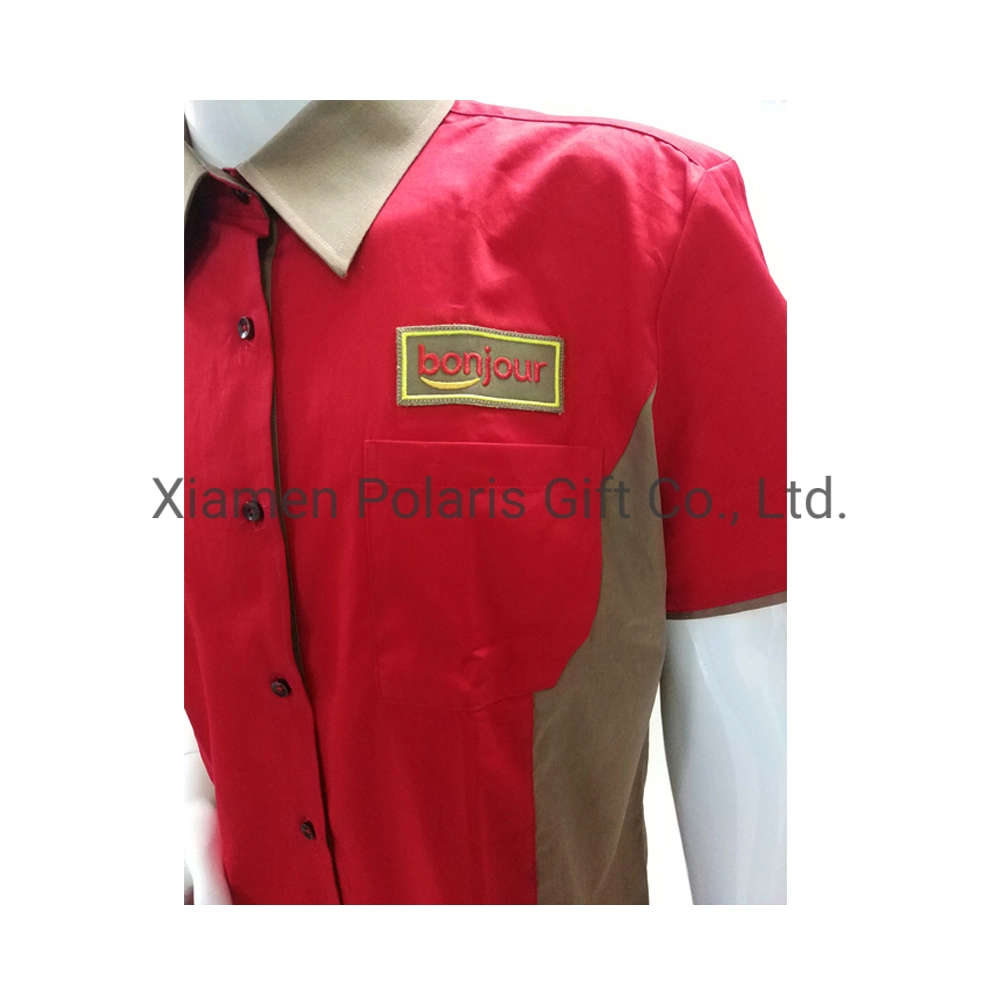 Custom Durable Cotton CVC Shop Staff Dress Shirts with Reflective Safety Belt