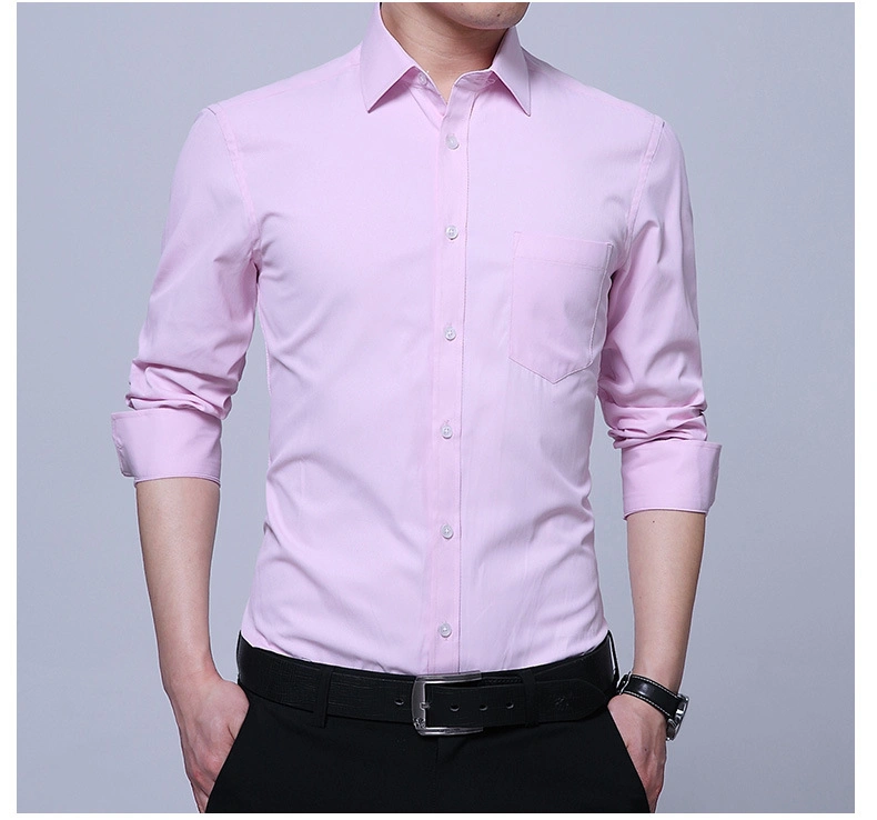 Customized Logo 100% Cotton Casual Shirts for Men Business Print Shirt Solid Color Wholesale High Quality