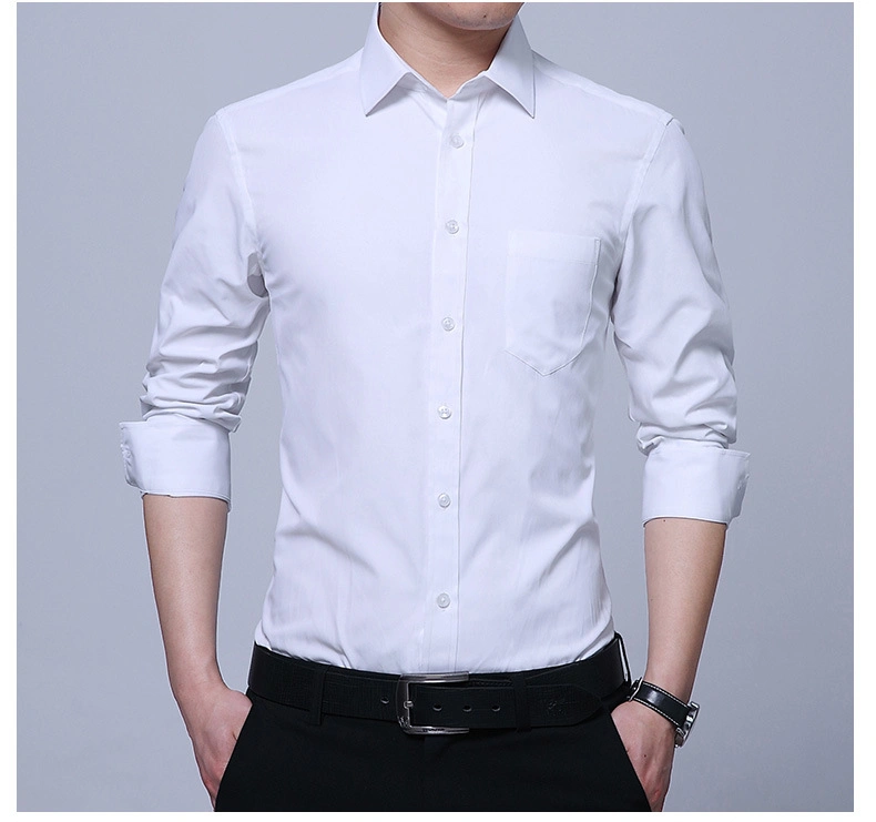 Customized Logo 100% Cotton Casual Shirts for Men Business Print Shirt Solid Color Wholesale High Quality