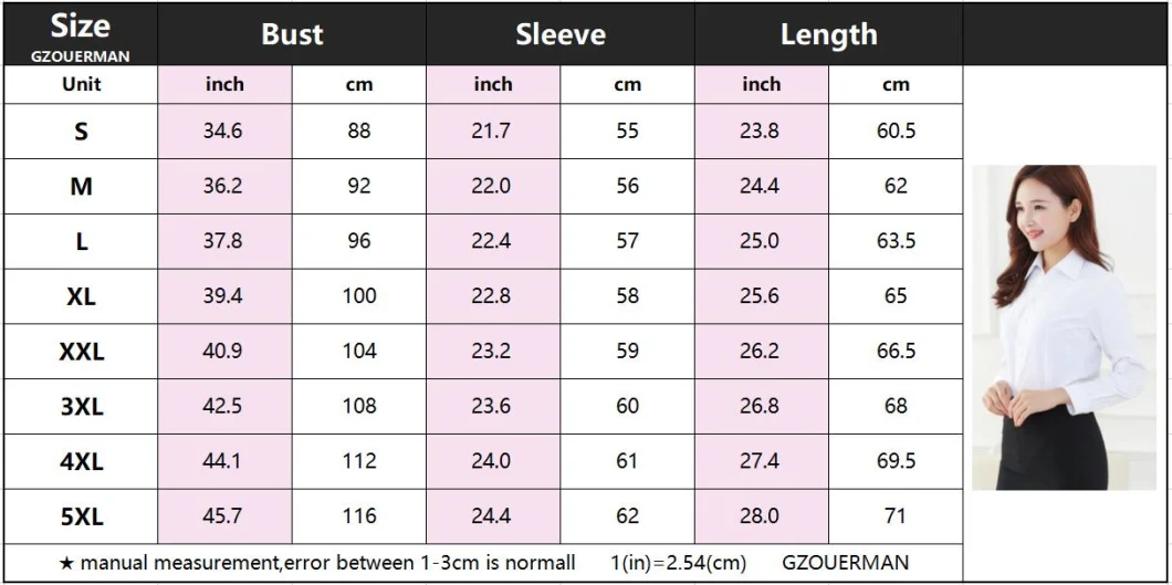 Women Formal Office Business Shirts Long Sleeve 40% Cotton Lapel Collar Solid Color Button Tops Clothes Slim Casual Shirt