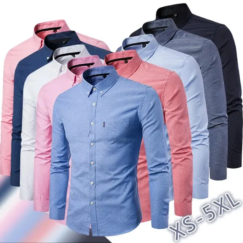 High Quality Casual Plain Solid Color Mens 100% Cotton Formal Full Sleeve Button Down Oxford Shirts