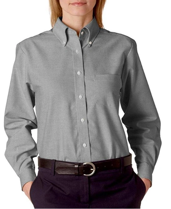 OEM Blank Long Sleeve Slim Fit Blouse Formal Business Women Solid Color Shirt