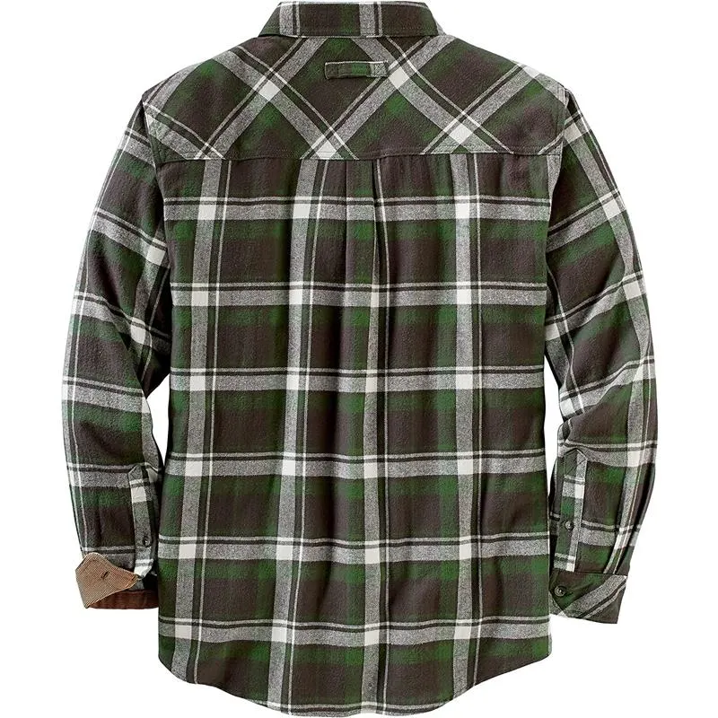 OEM Casual Oversize Long Sleeve Flannel Plaid Check Pattern Cotton Shirts for Mens