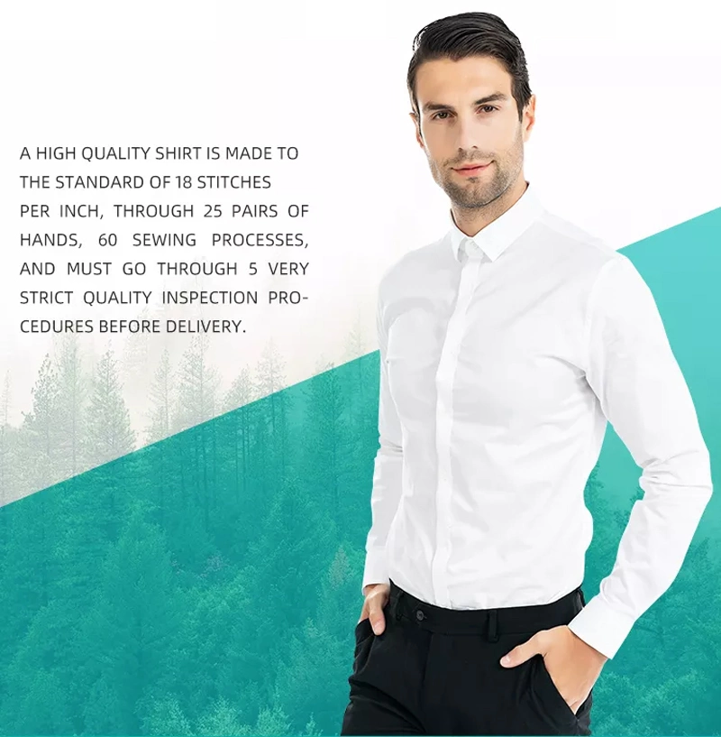 100% Bamboo Fiber Long Sleeve Men Formal Shirt Solid Slim Fit Male Social Casual Business Men Dress Shirts Plus Size Men&prime;s Shirt