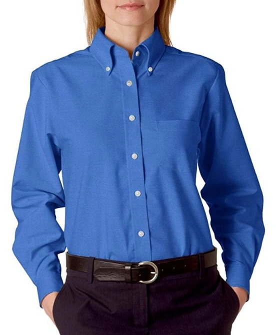 OEM Blank Long Sleeve Slim Fit Blouse Formal Business Women Solid Color Shirt