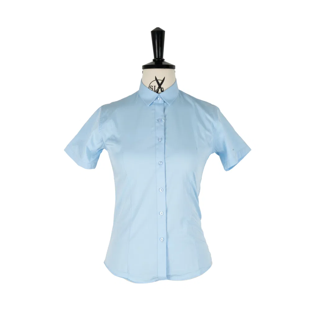 ODM/OEM Personalized Short Sleeve White Slimfit Women Elastic Cotton Shirt Business Wear Office Lady Formal Shirt