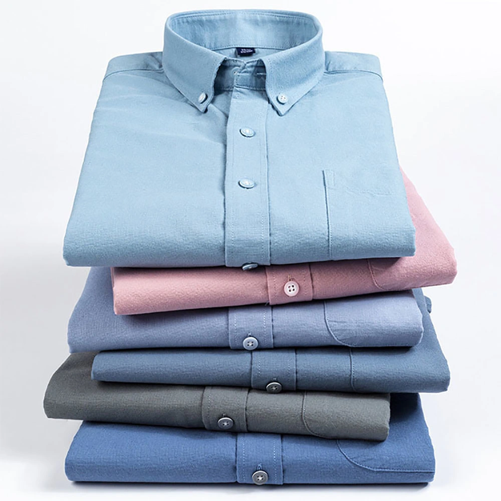 Custom Cotton Work Shirts Collar Long Sleeve Oxford Cloth Shirts Formal Office Dress Shirts for Men