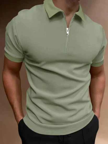 Wholesale Custom Embroidery Logo Zipper Polo Collar Men Shirt Quick Dry Polo Shirts