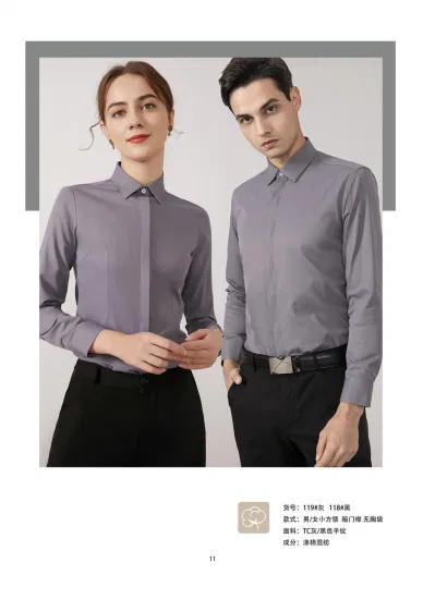 OEM Long Sleeve Slim Fit Blouse Formal Business Women Solid Color Shirt