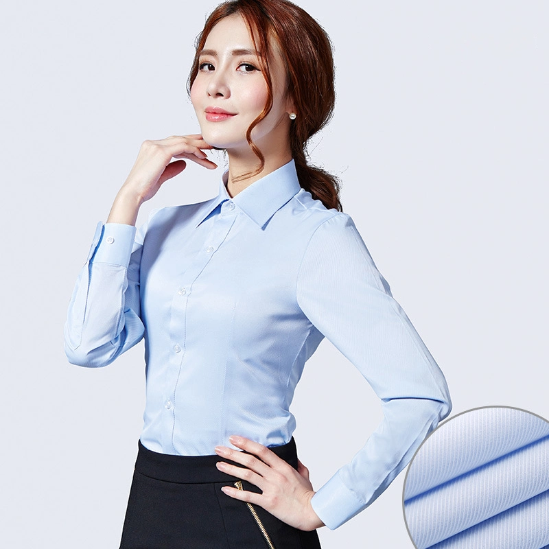 Slim Professional Large-Size Shirt Women&prime;s Long-Sleeved Business Shirt